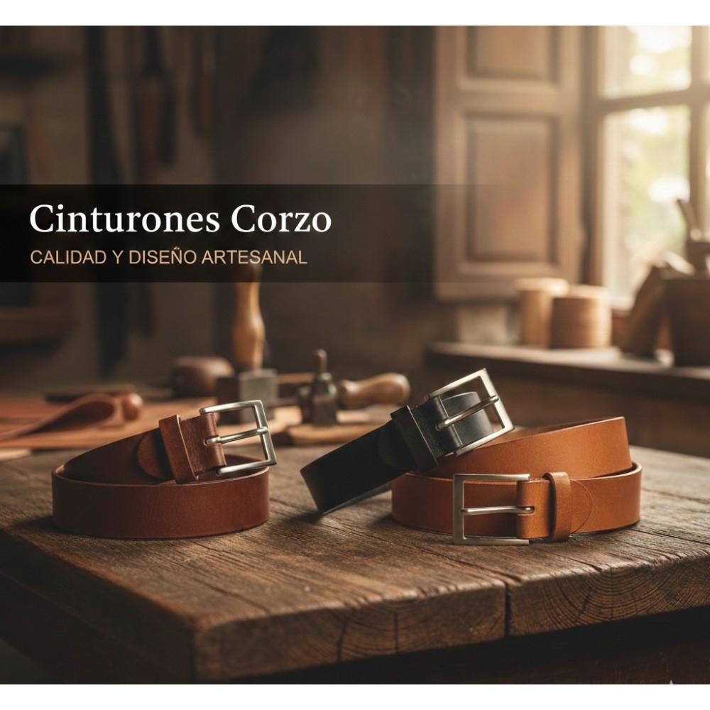 Cinturón de Cuero autentico - 4 Colores y 3 Anchos | [Corzo]