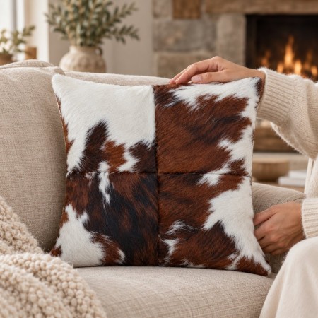 Cojín de piel con pelo natural 40 × 40 | Corzo Artesanía