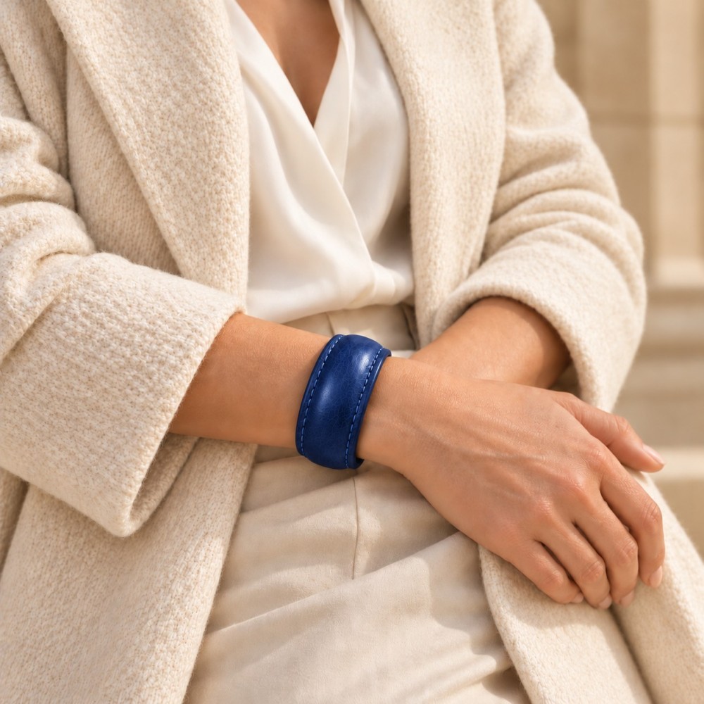 Pulsera tipo brazalete Volta de piel | Corzo Artesanía